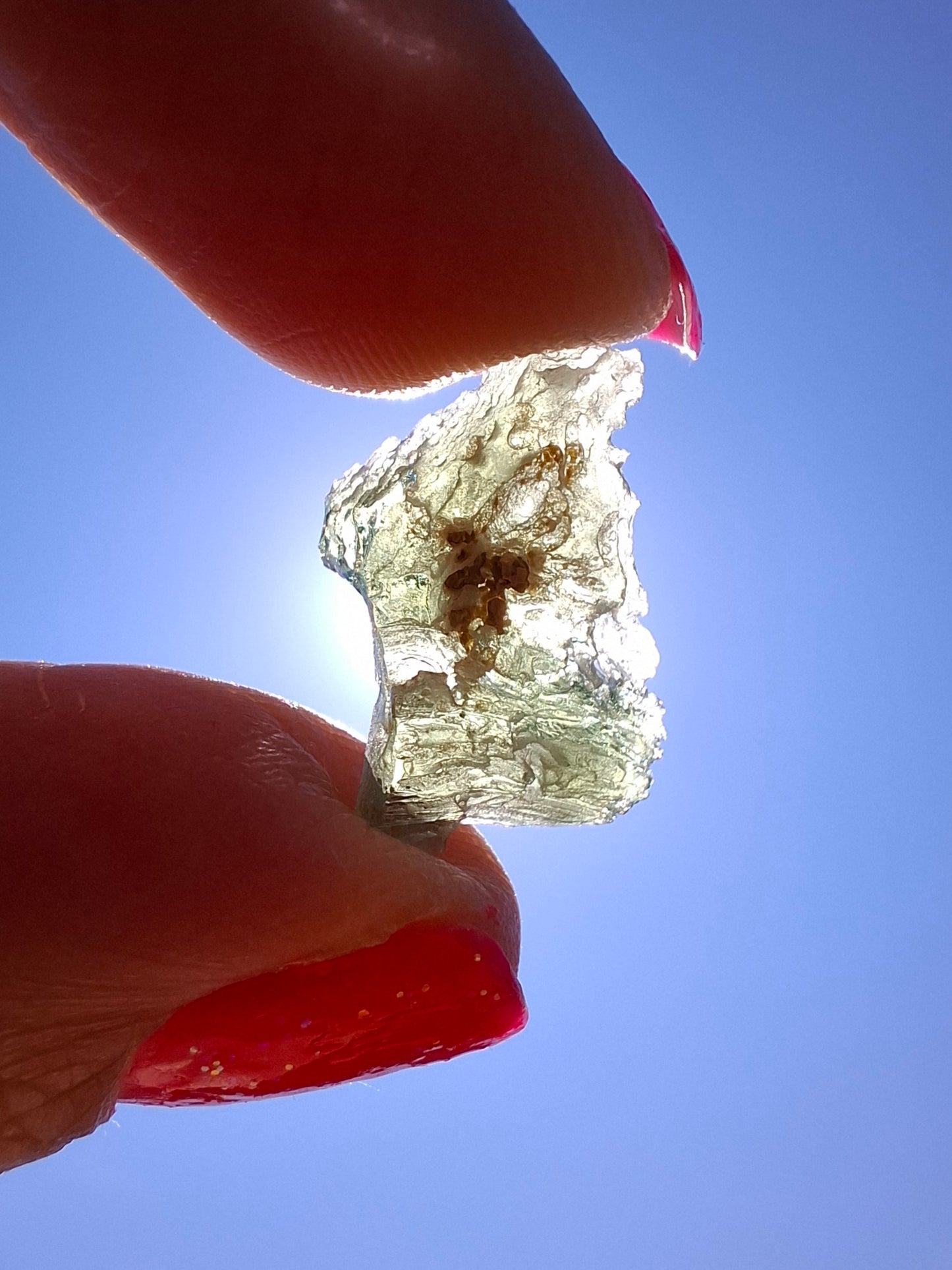 Moldavite Piece, SNOWFLAKE, FROSTED, BRUSNA, 0.92g, Tektite (Ref: 1499)