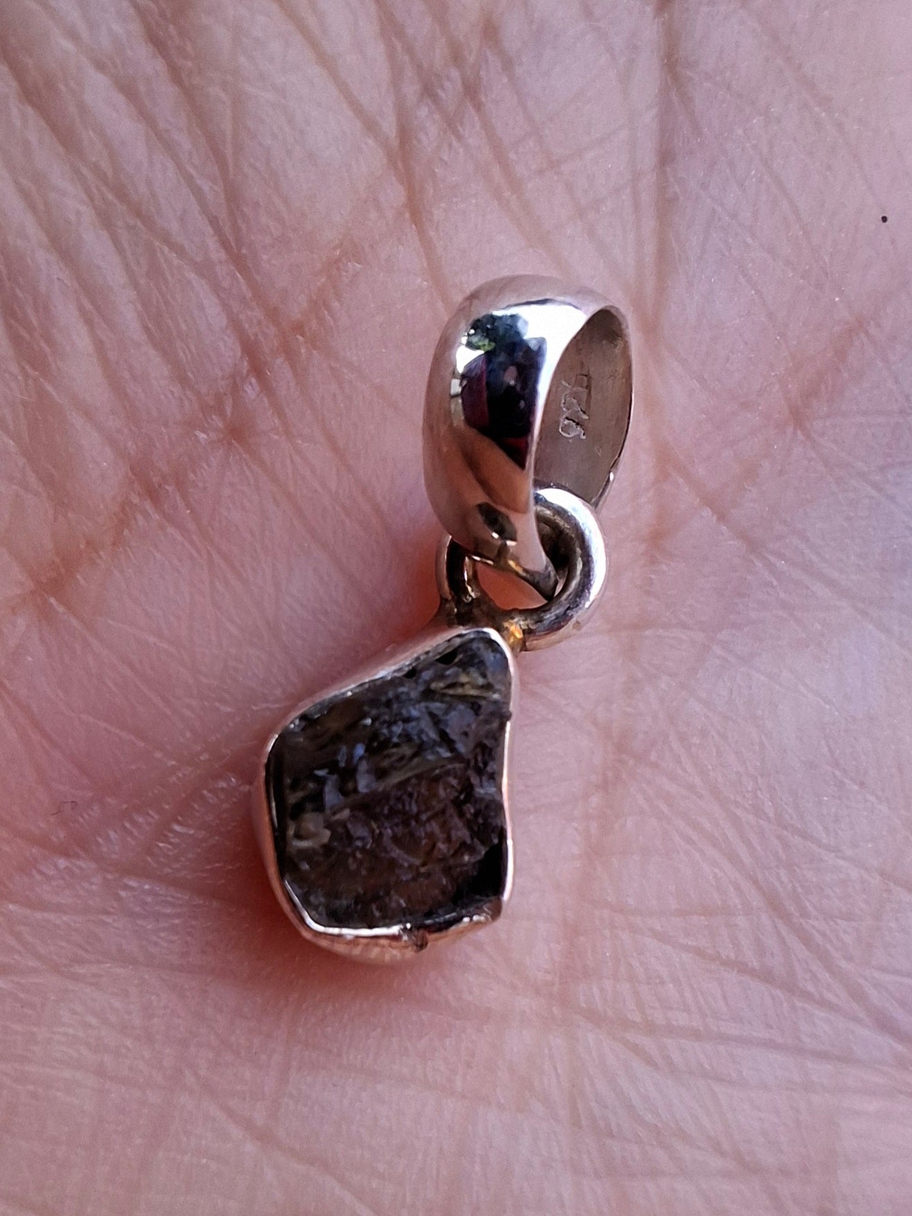 Moldavite Pendant, 925 Silver, Tektite (Ref: P29)