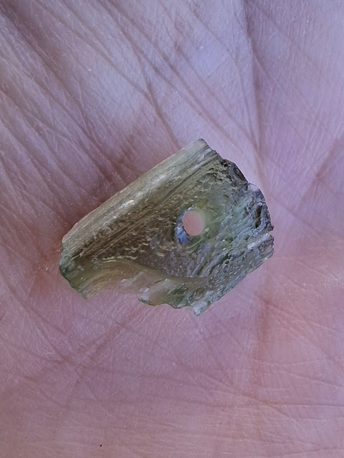 DRILLED, Moldavite Piece, 0.74g, Tektite (Ref: D13)