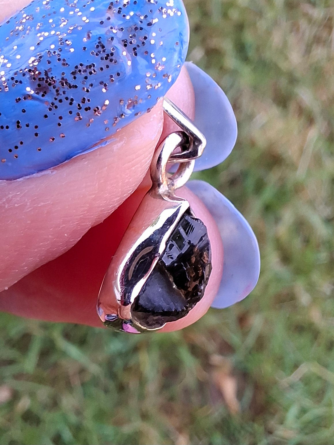 Moldavite Pendant, 925 Silver, Tektite (Ref: P51)
