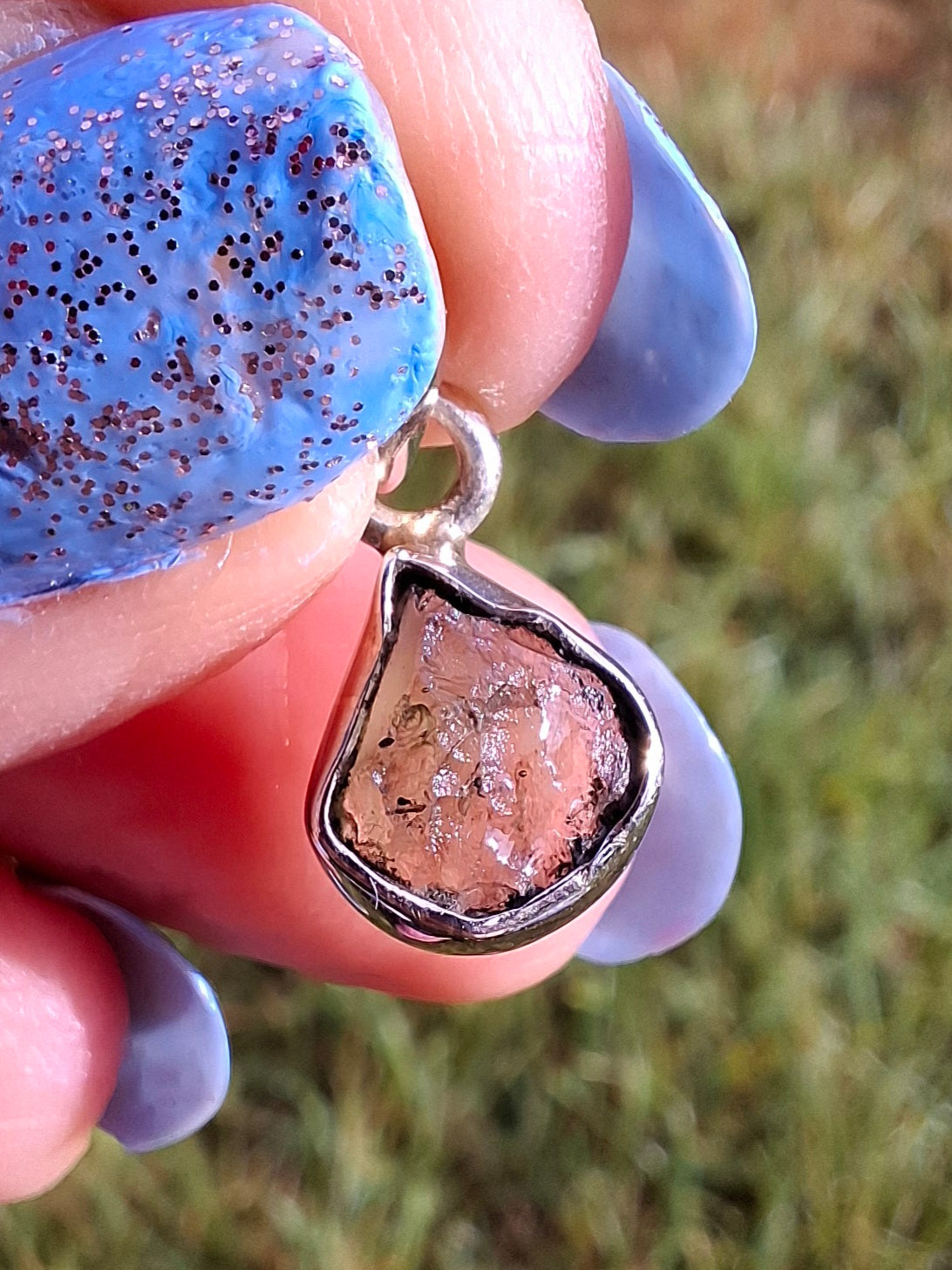 Moldavite Pendant, 925 Silver, Tektite (Ref: P63)
