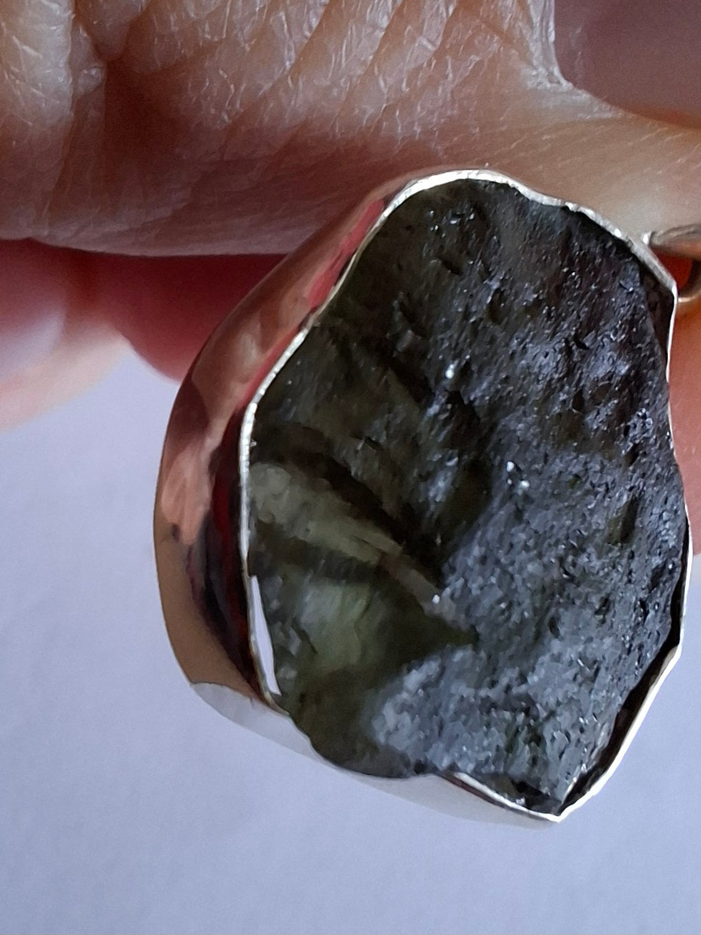 Moldavite Pendant, 925 Silver, Tektite (Ref: P436)