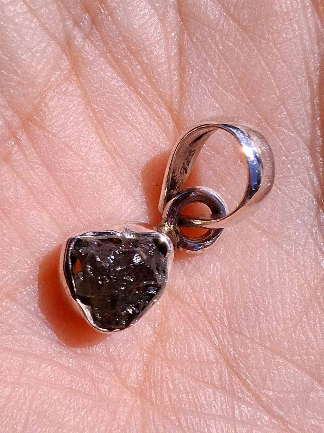 Moldavite Pendant, 925 Silver, Tektite (Ref: P96)