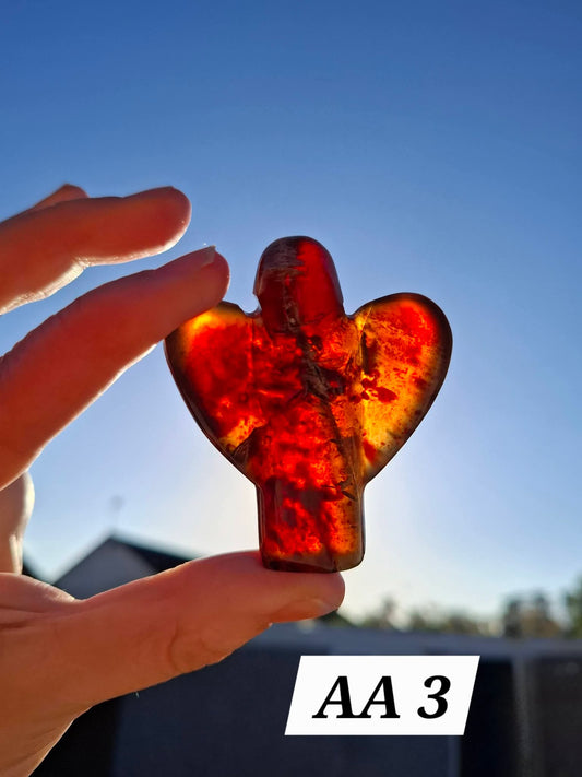 Red Amber Angel, 22.65, Carving, Fossil (Ref: AA3)