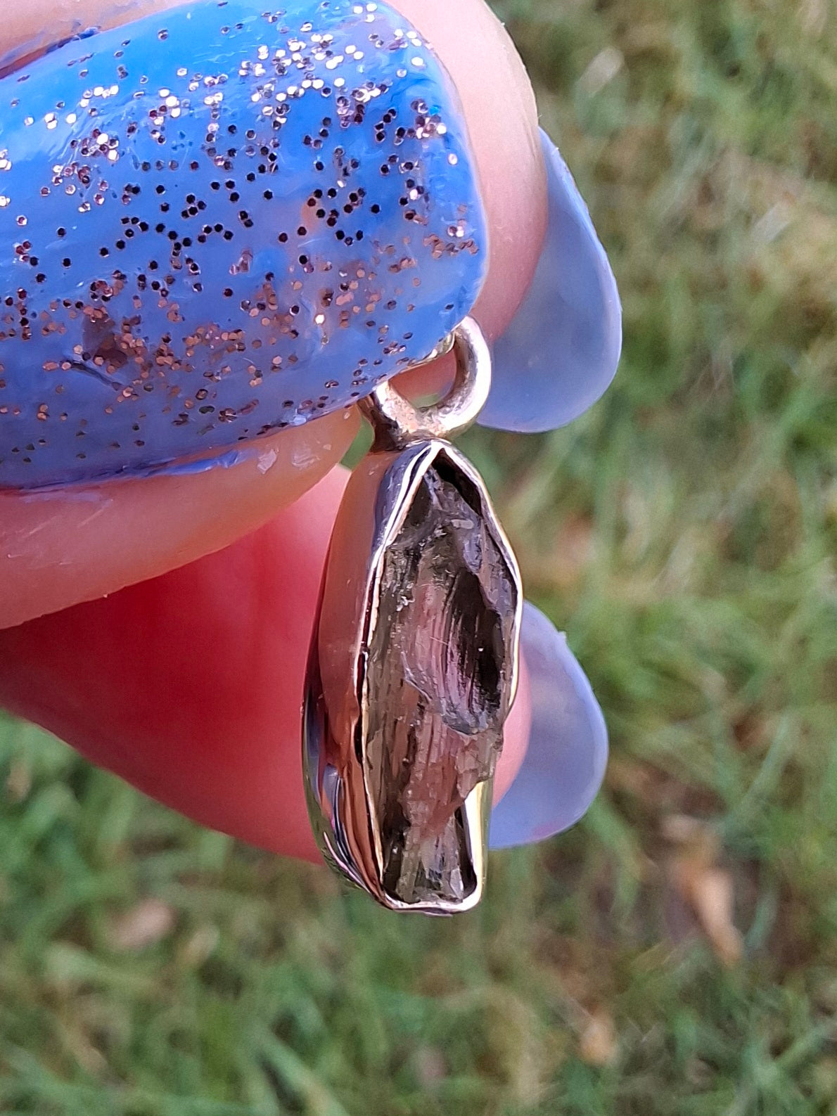 Moldavite Pendant, 925 Silver, Tektite (Ref: P48)