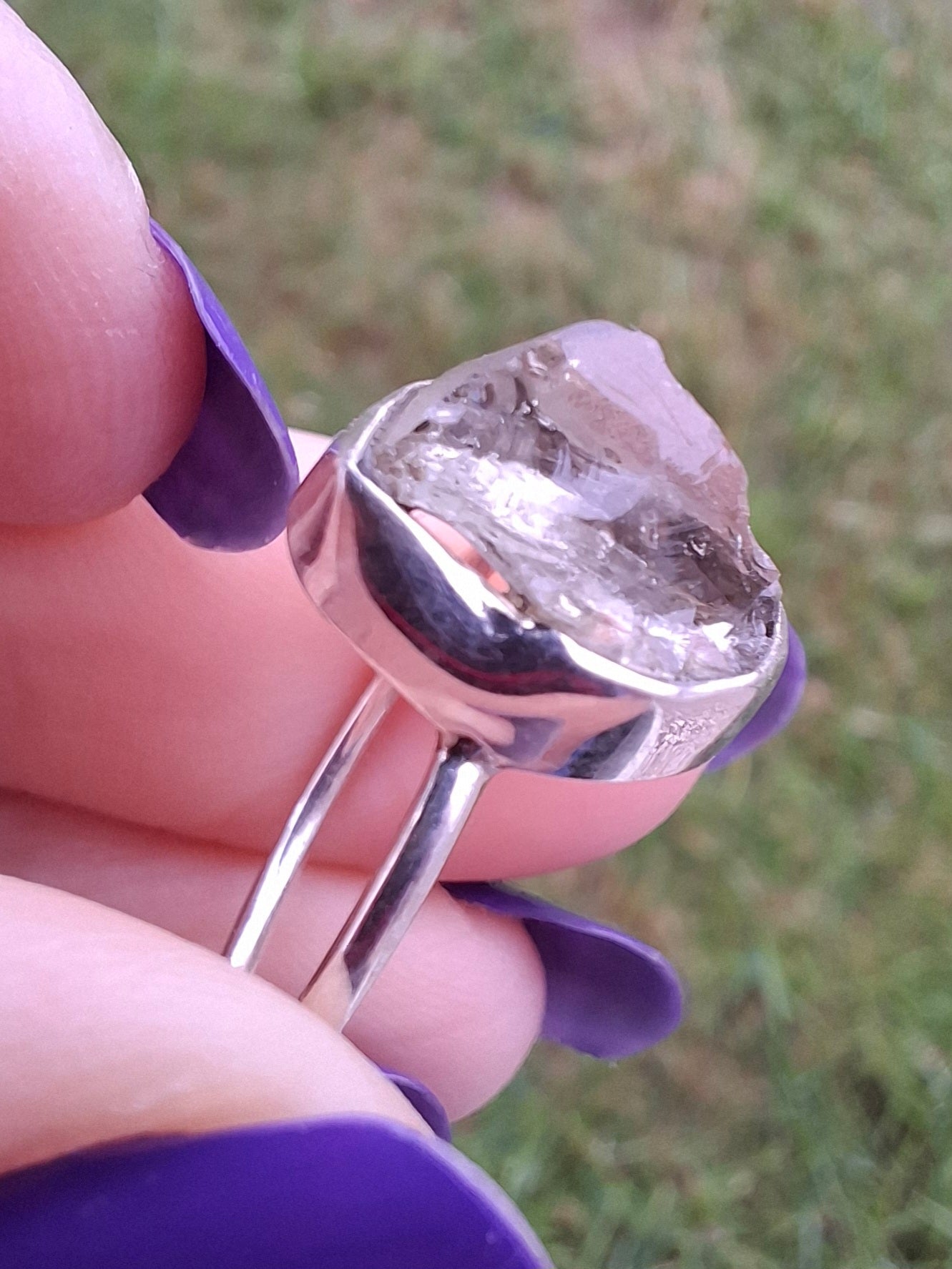Libyan Desert Glass Ring, size small P, 925 Silver, Tektite (Ref: LR25)