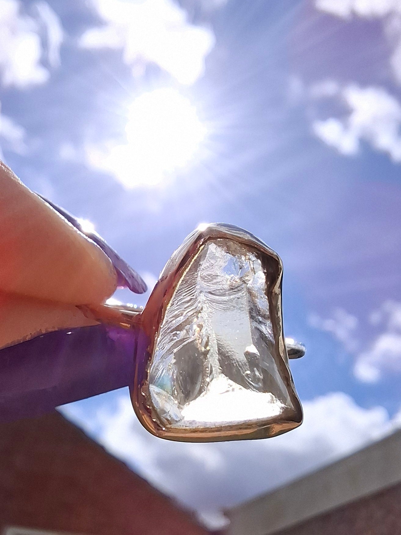 Libyan Desert Glass Ring, size large P, 925 Silver, Tektite (Ref: LR30)