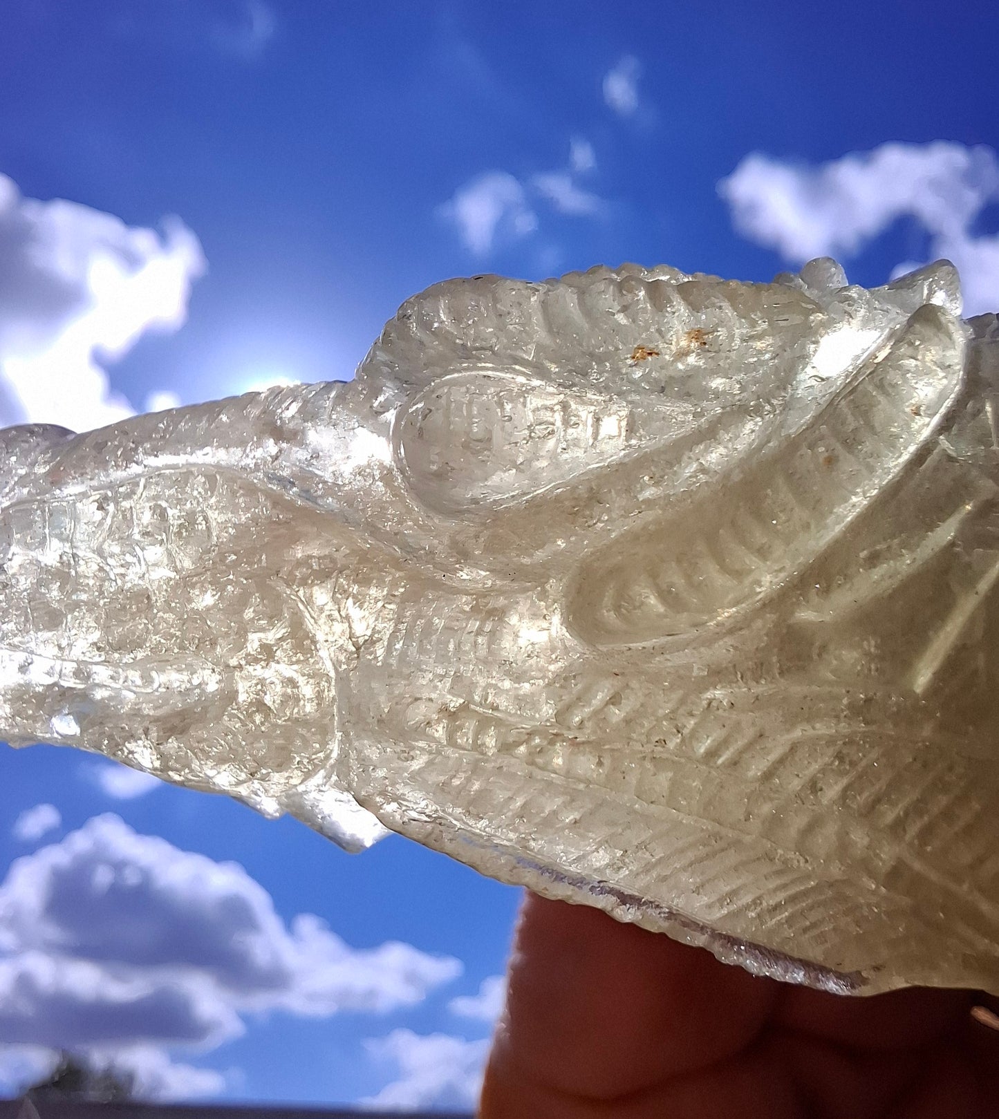 Libyan Desert Glass DRAGON HEAD carving, 48.11g, Tektite (Ref: Dragon4)