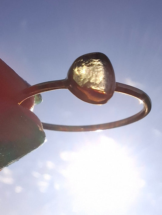 Moldavite Ring, 14K GOLD Plated, size U, Tektite (Ref: R348)