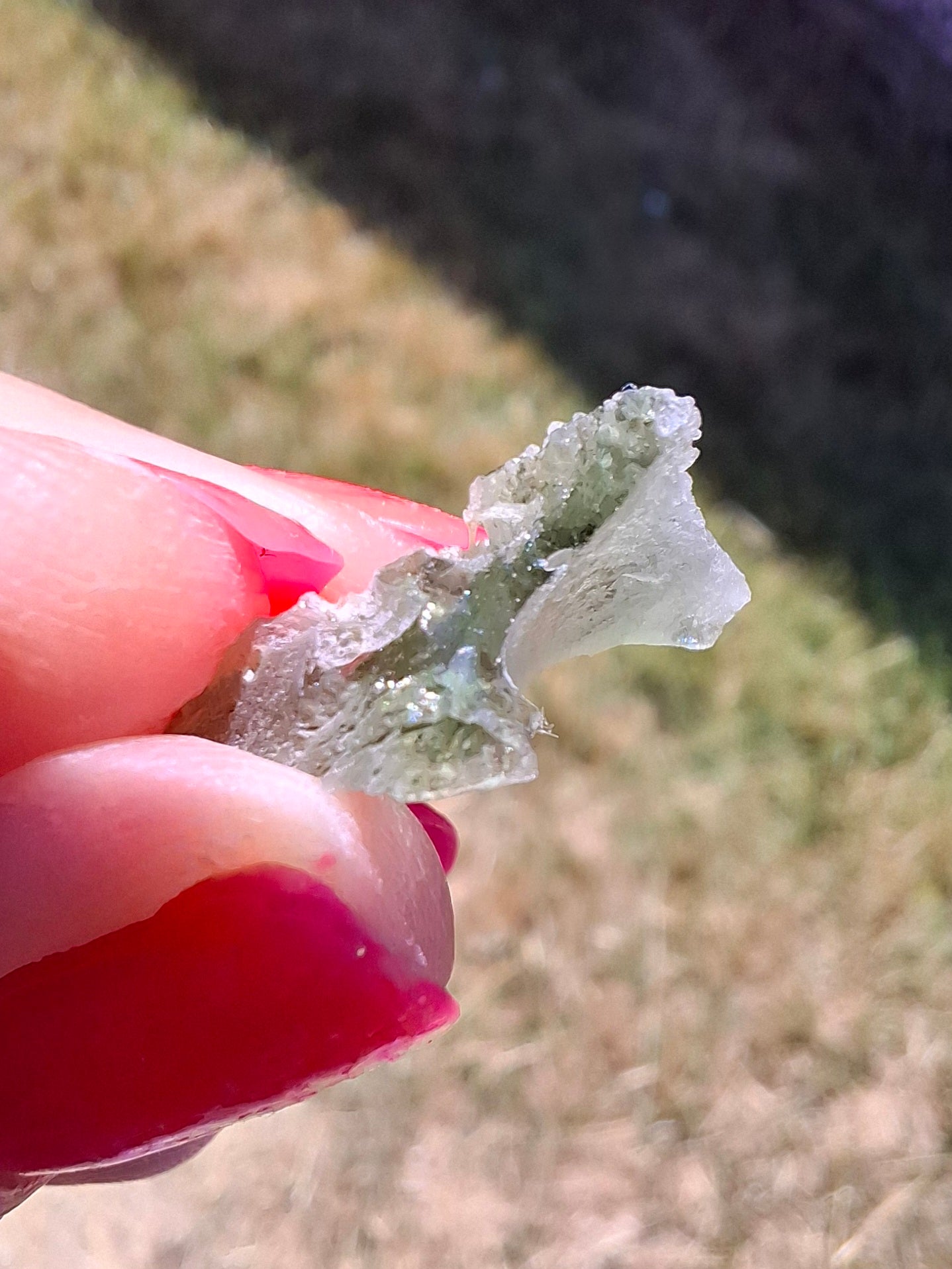 Moldavite Piece, SNOWFLAKE, FROSTED, BRUSNA, 0.92g, Tektite (Ref: 1499)