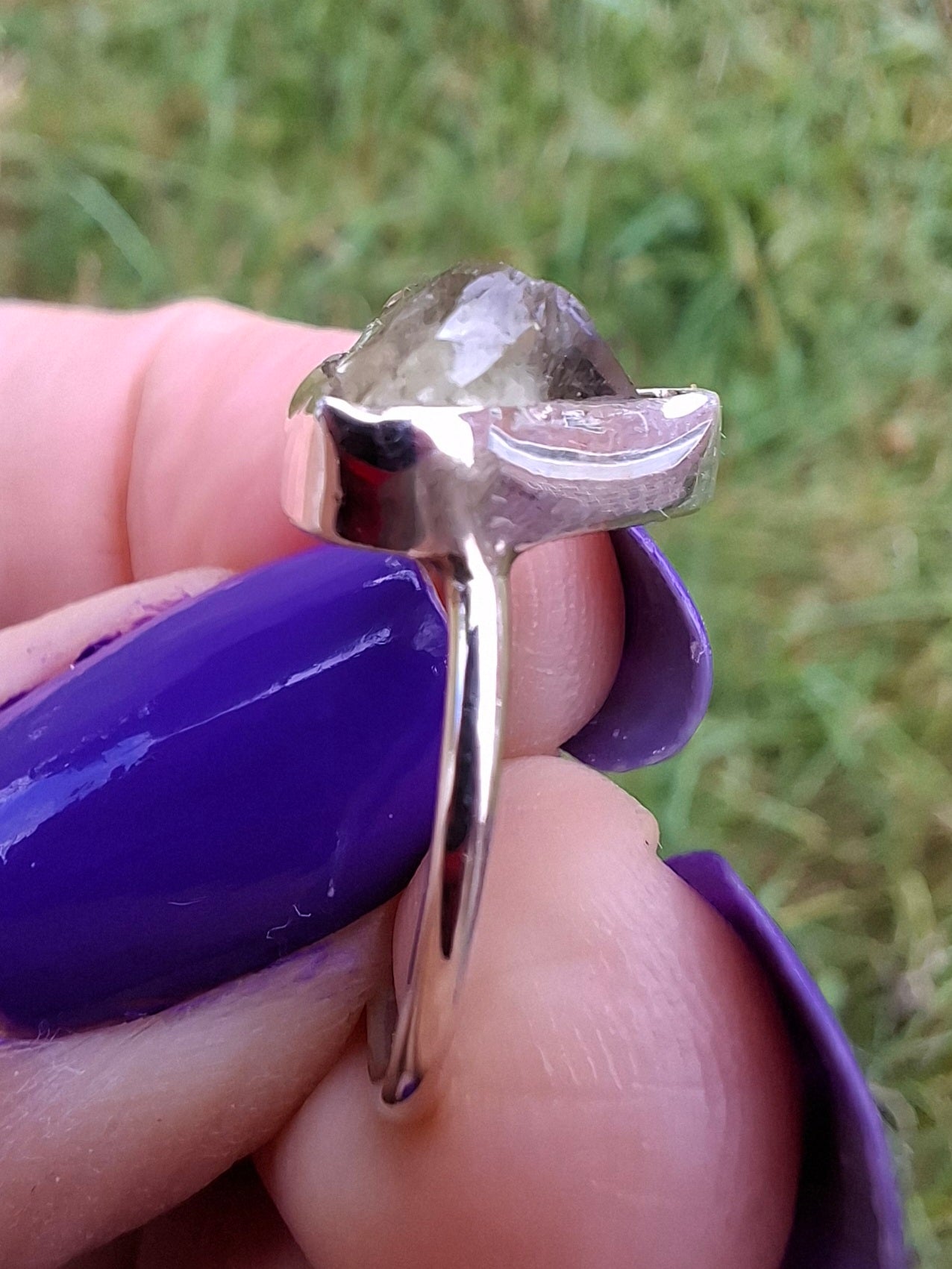 Libyan Desert Glass Ring, size large G, 925 Silver, Tektite (Ref: LR2)