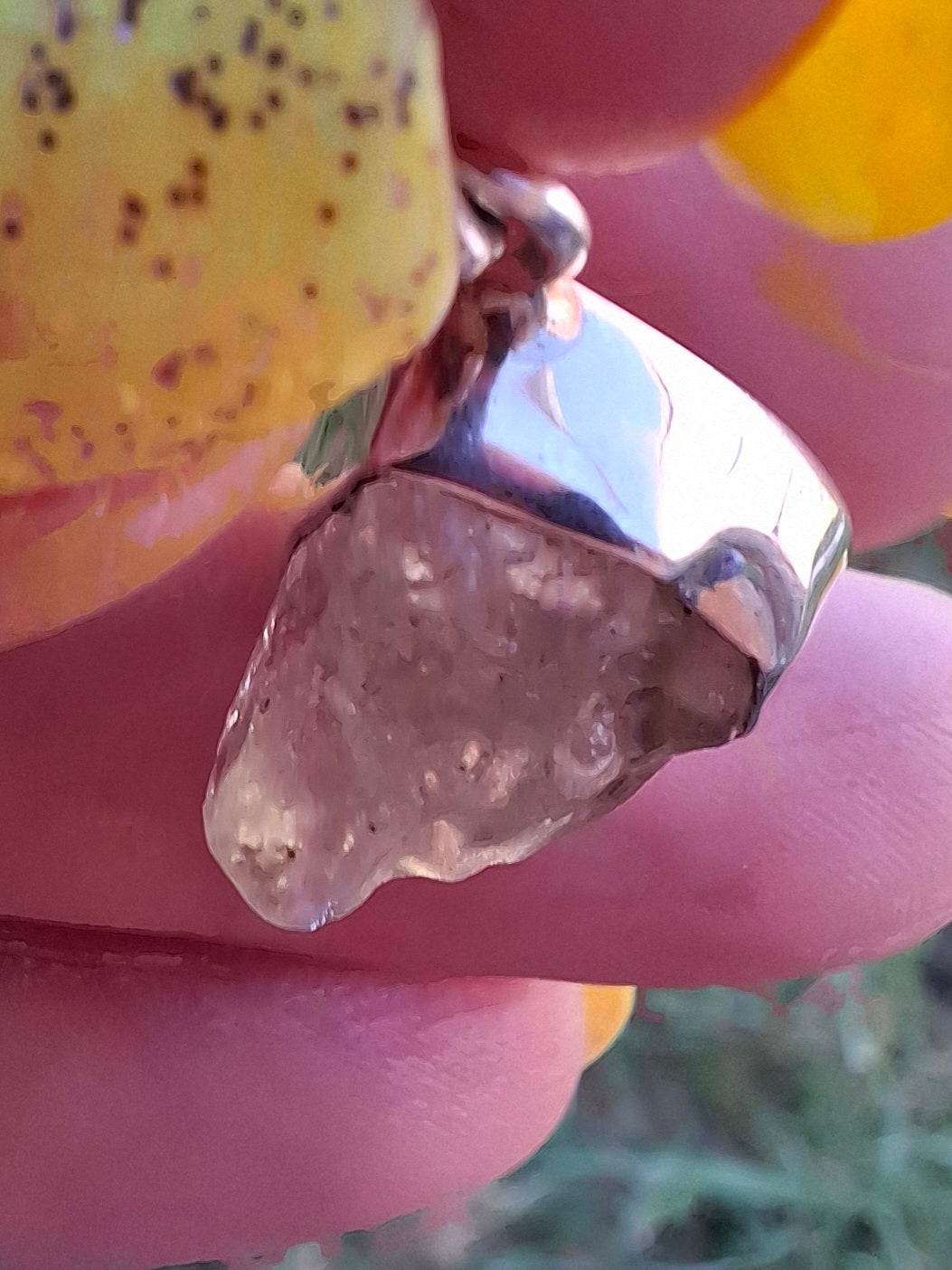 Libyan Desert Glass Pendant, 925 Silver, Tektite (LP103)