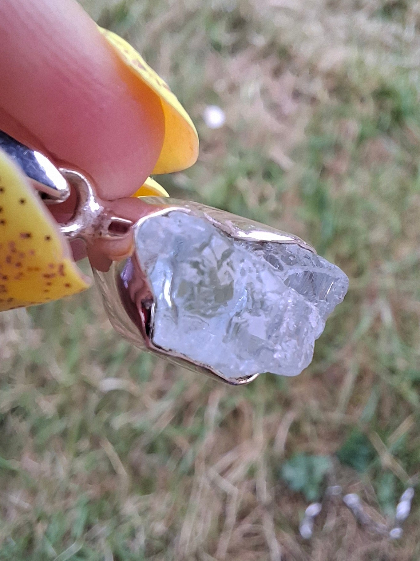 Aquamarine Pendant, 925 Silver, Crystal (Ref: AQ14)