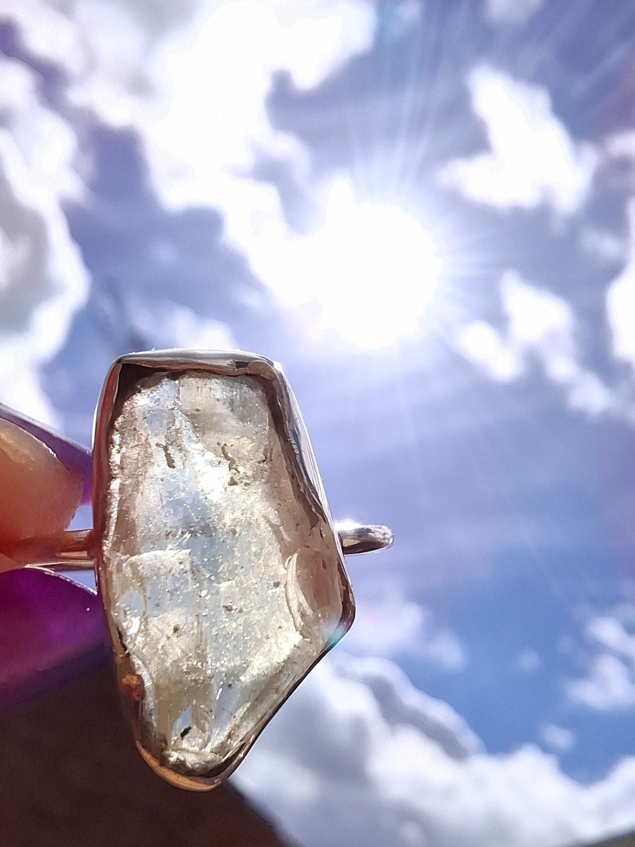 Libyan Desert Glass Ring, size large P, 925 Silver, Tektite (Ref: LR33)
