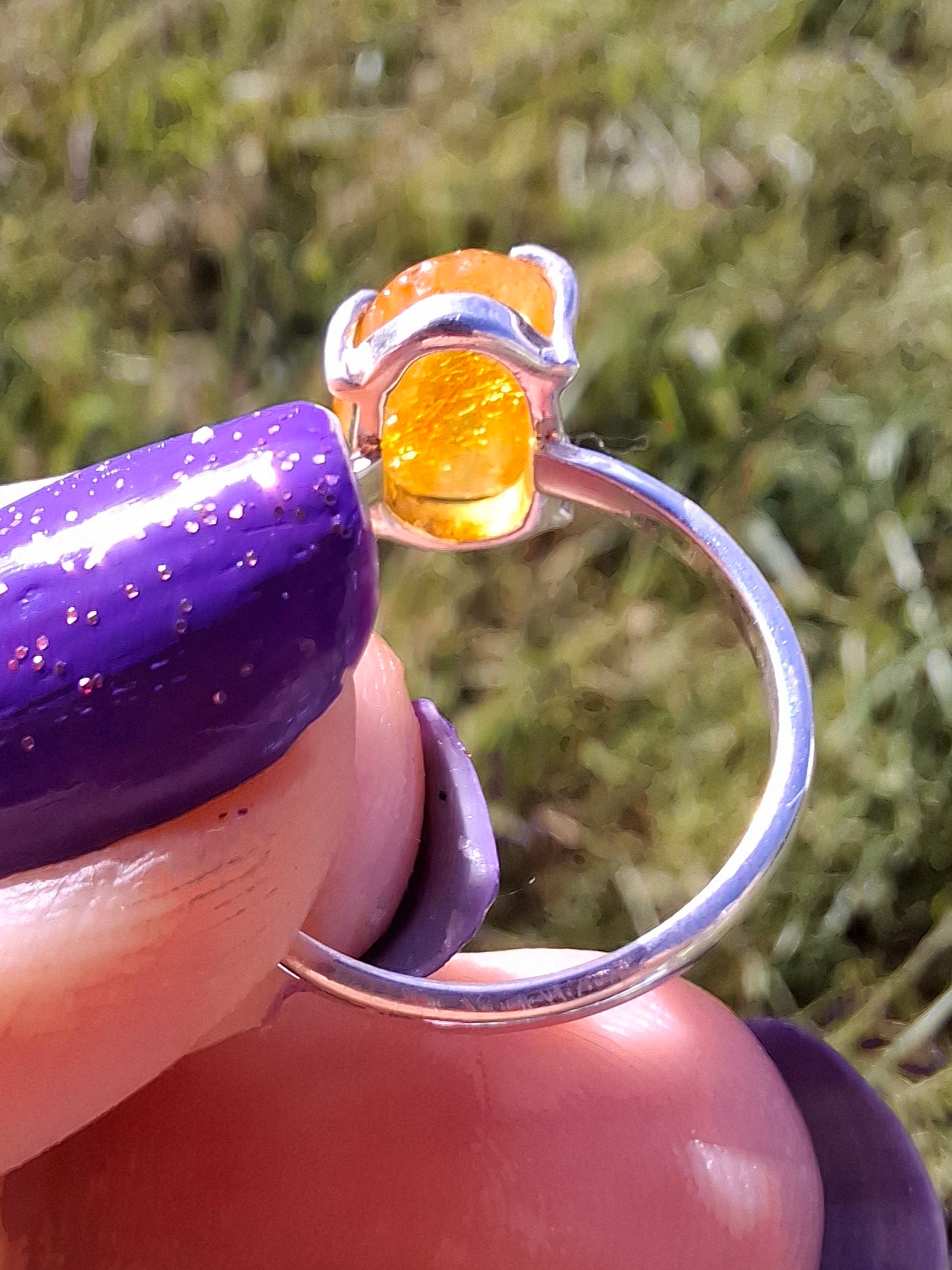 Baltic Amber Ring, size large L/small M, 925 Silver, Fossil (Ref: AR4)