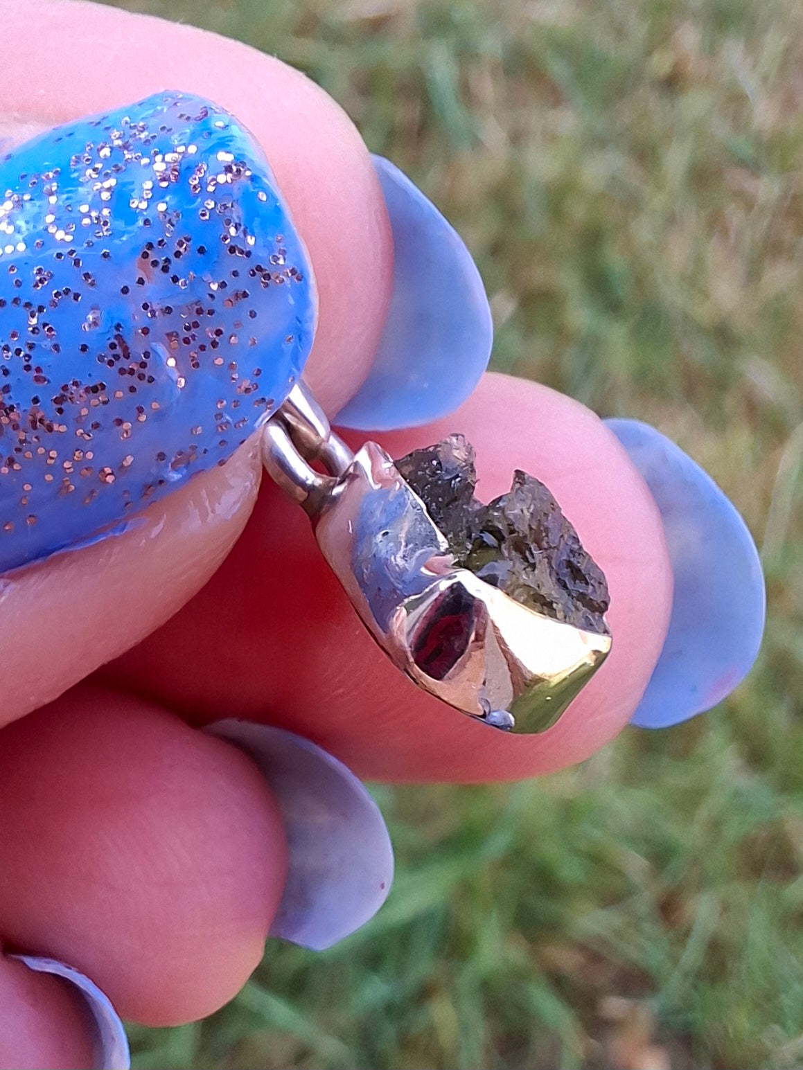 Moldavite Pendant, 925 Silver, Tektite (Ref: P37)