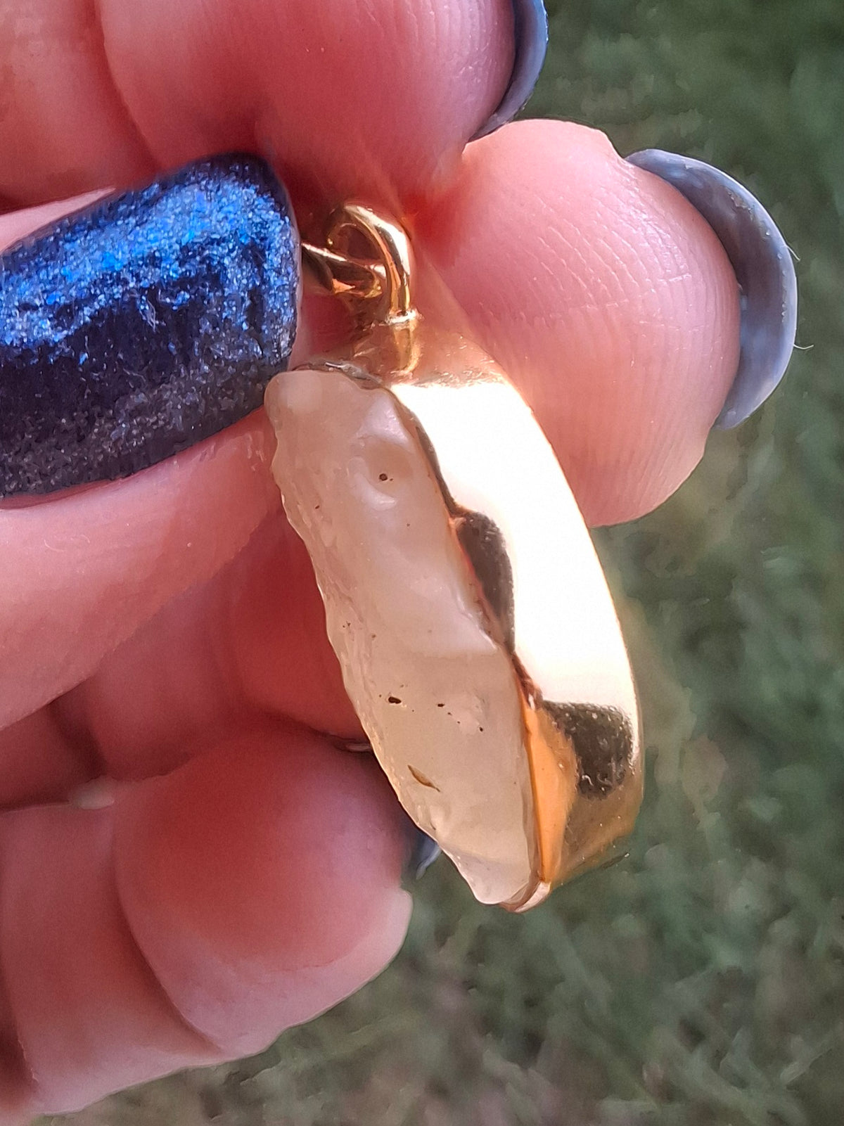 Libyan Desert Glass Pendant, 14K GOLD Plated, Tektite (Ref: LP124)