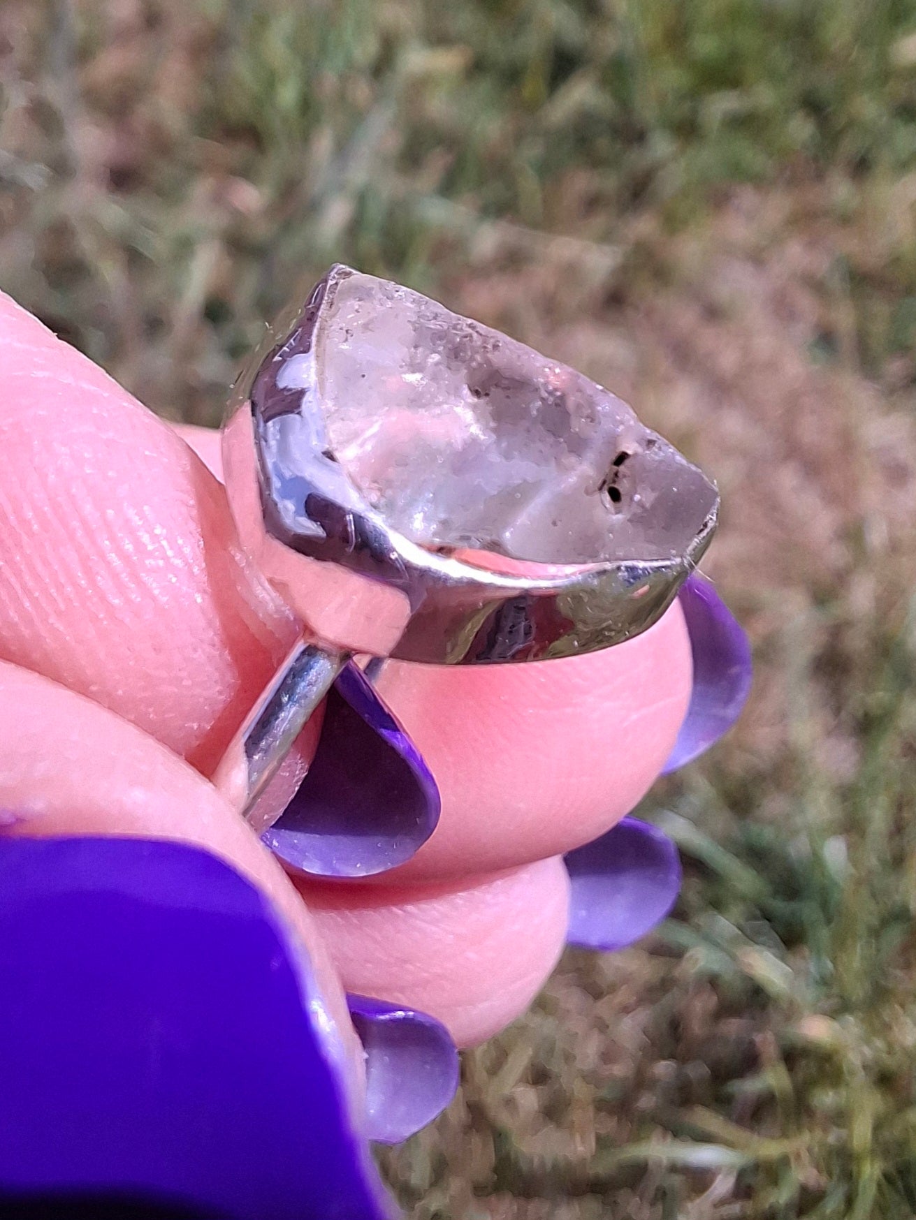 Libyan Desert Glass Ring, size large P, 925 Silver, Tektite (Ref: LR28)