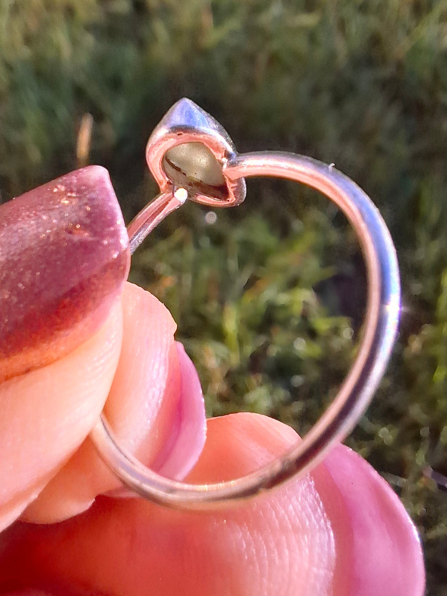 Moldavite Ring, size small L, 925 Silver, Tektite (Ref: R35)