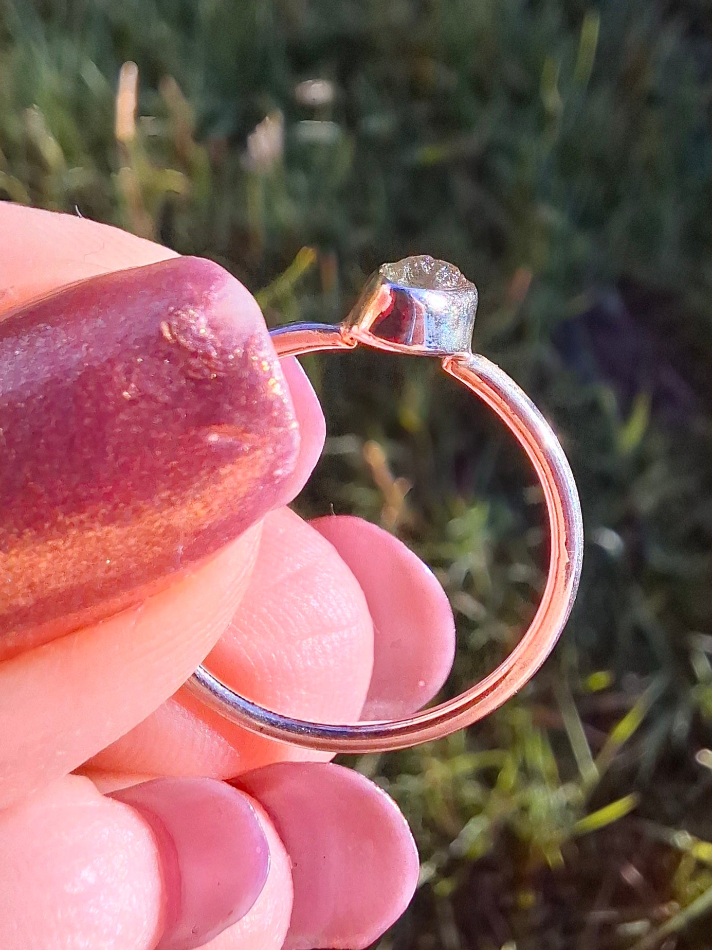 Moldavite Ring, size large L, 925 Silver, Tektite (Ref: R49)
