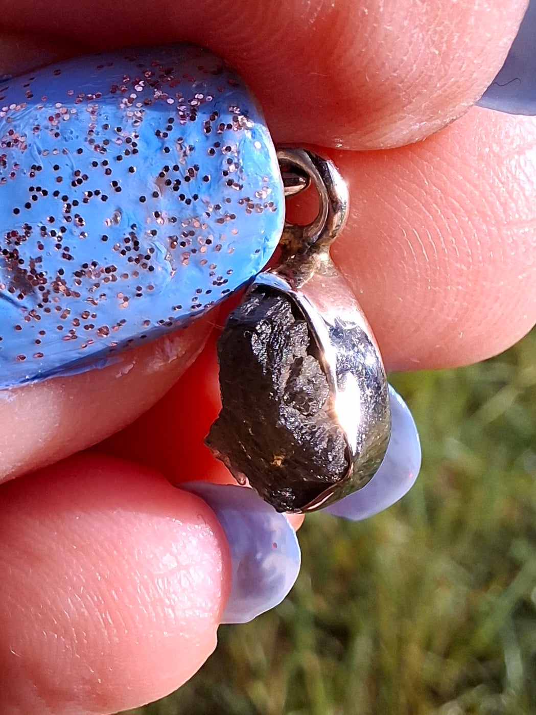 Moldavite Pendant, 925 Silver, Tektite (Ref: P58)