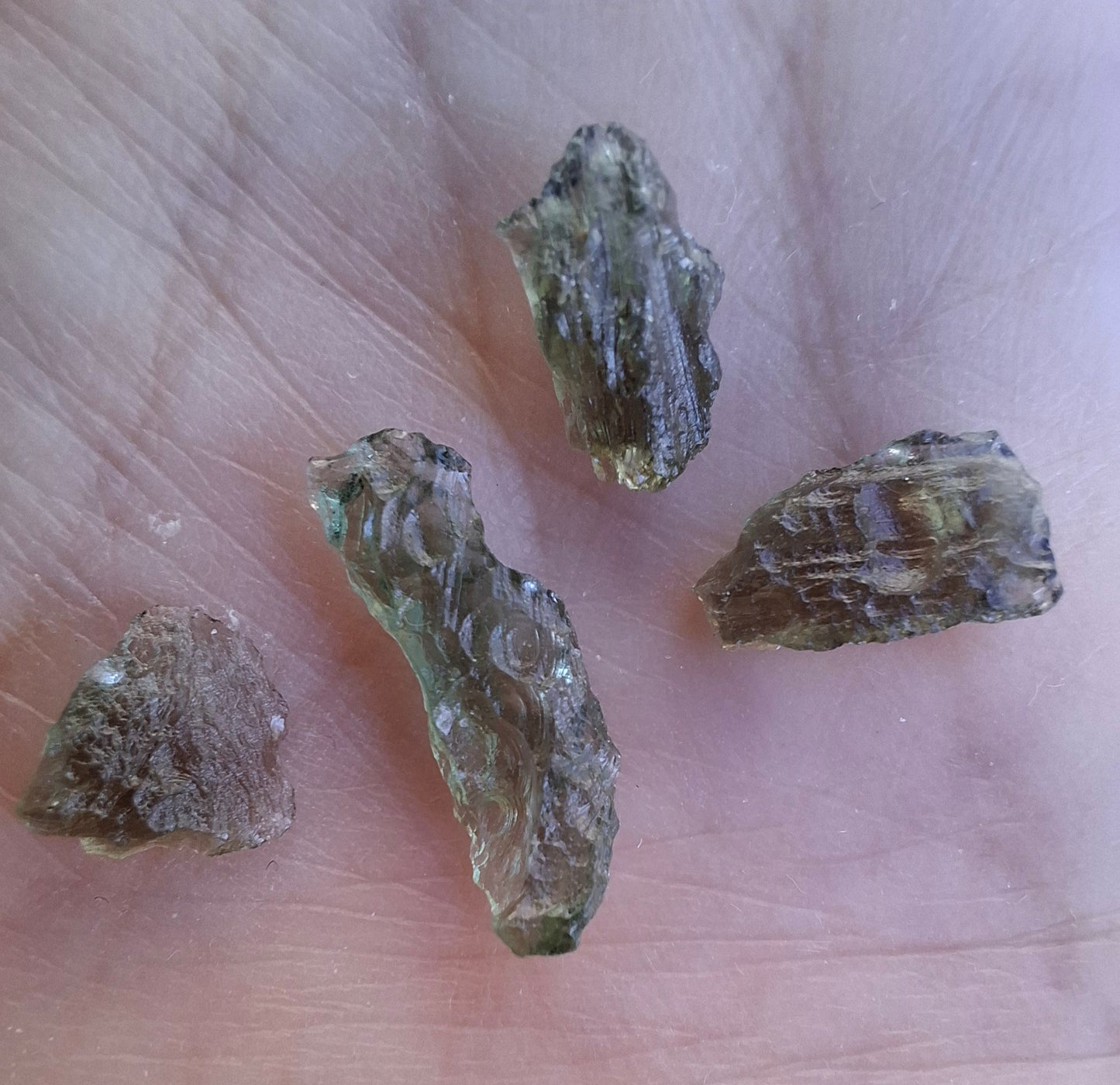 Moldavite chip Bundle, 1g, 4 pcs, Tektite (MB48)
