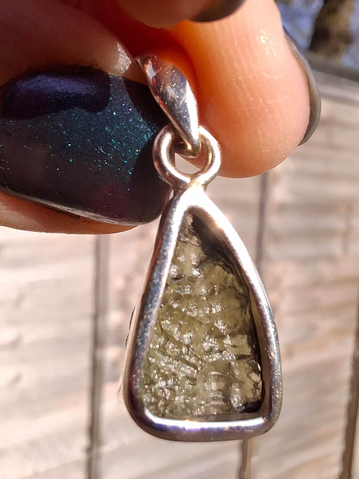 Moldavite Pendant, 925 Silver, Tektite (Ref: P12)