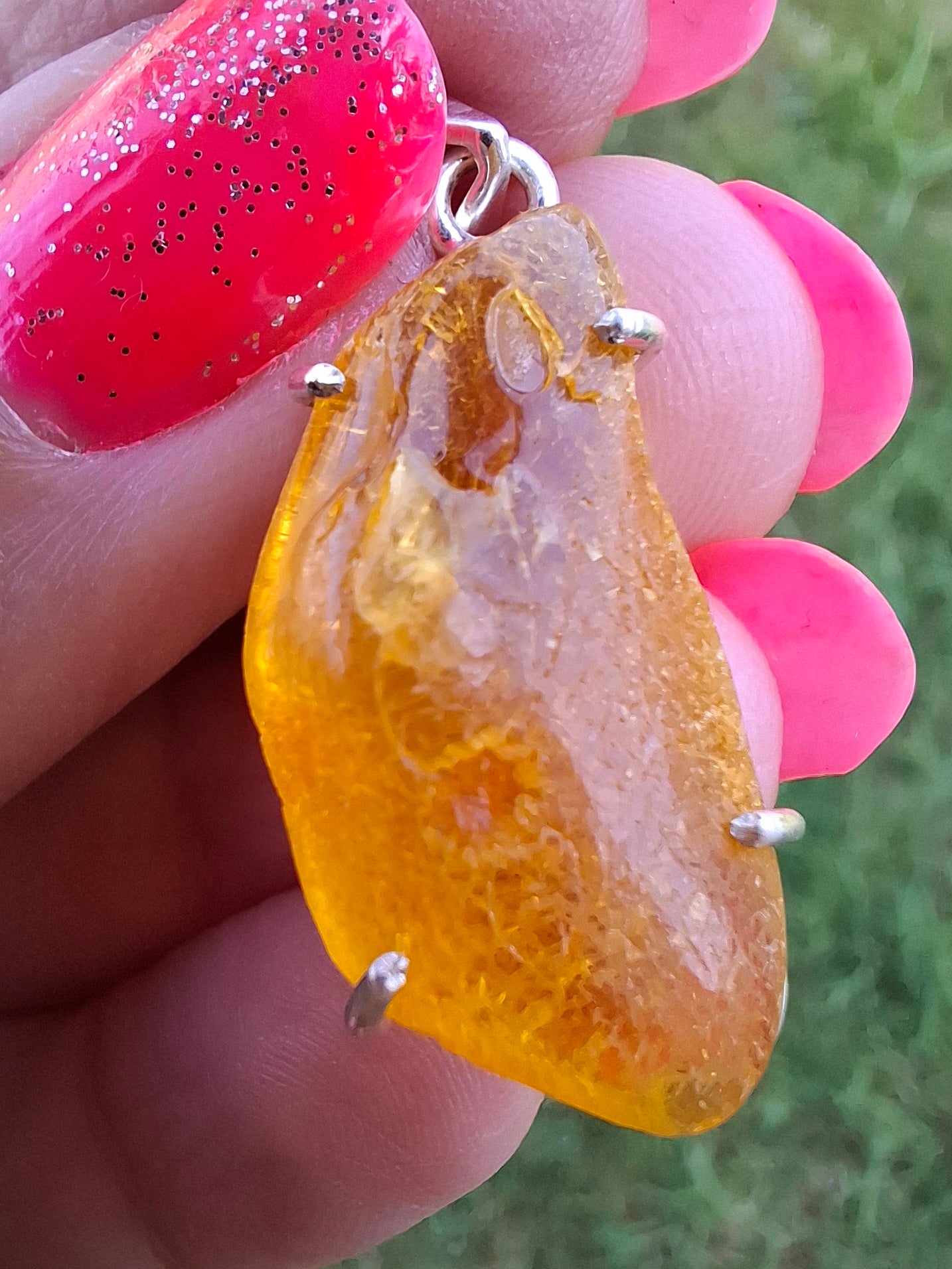 Baltic Amber Pendant, 925 Silver, Fossil (Ref: AP14)