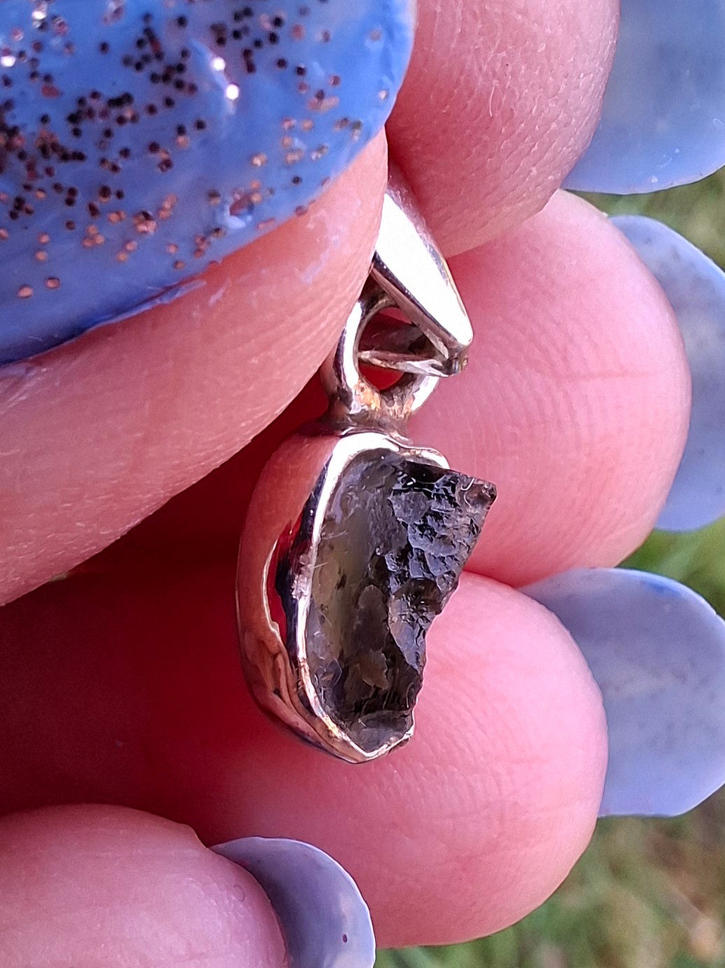 Moldavite Pendant, 925 Silver, Tektite (Ref: P39)