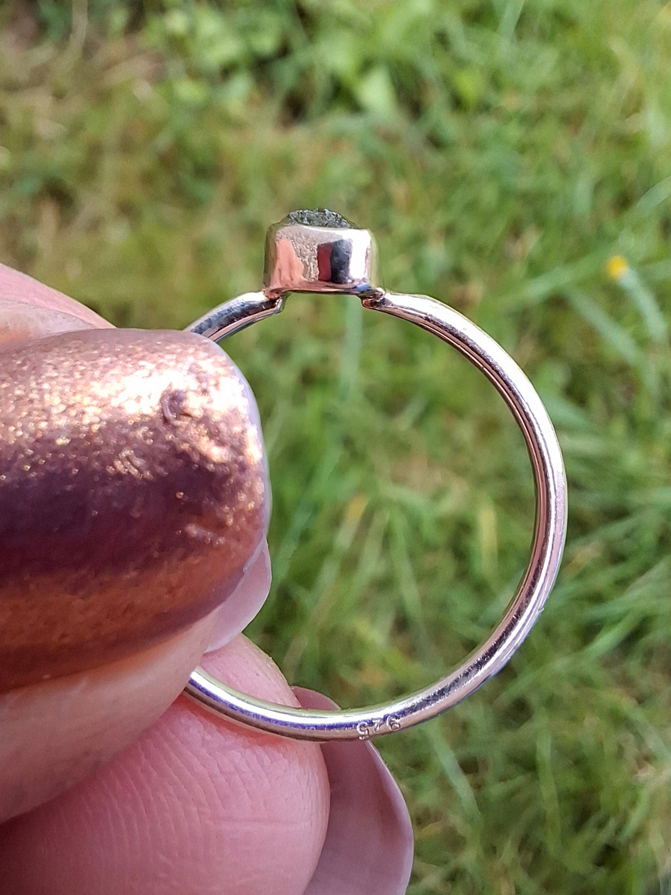 Moldavite Ring, size large L, 925 Silver, Tektite (Ref: R49)