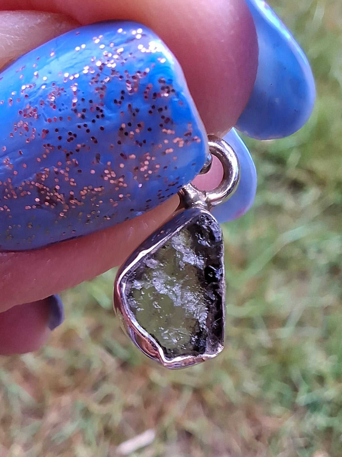 Moldavite Pendant, 925 Silver, Tektite (Ref: P76)
