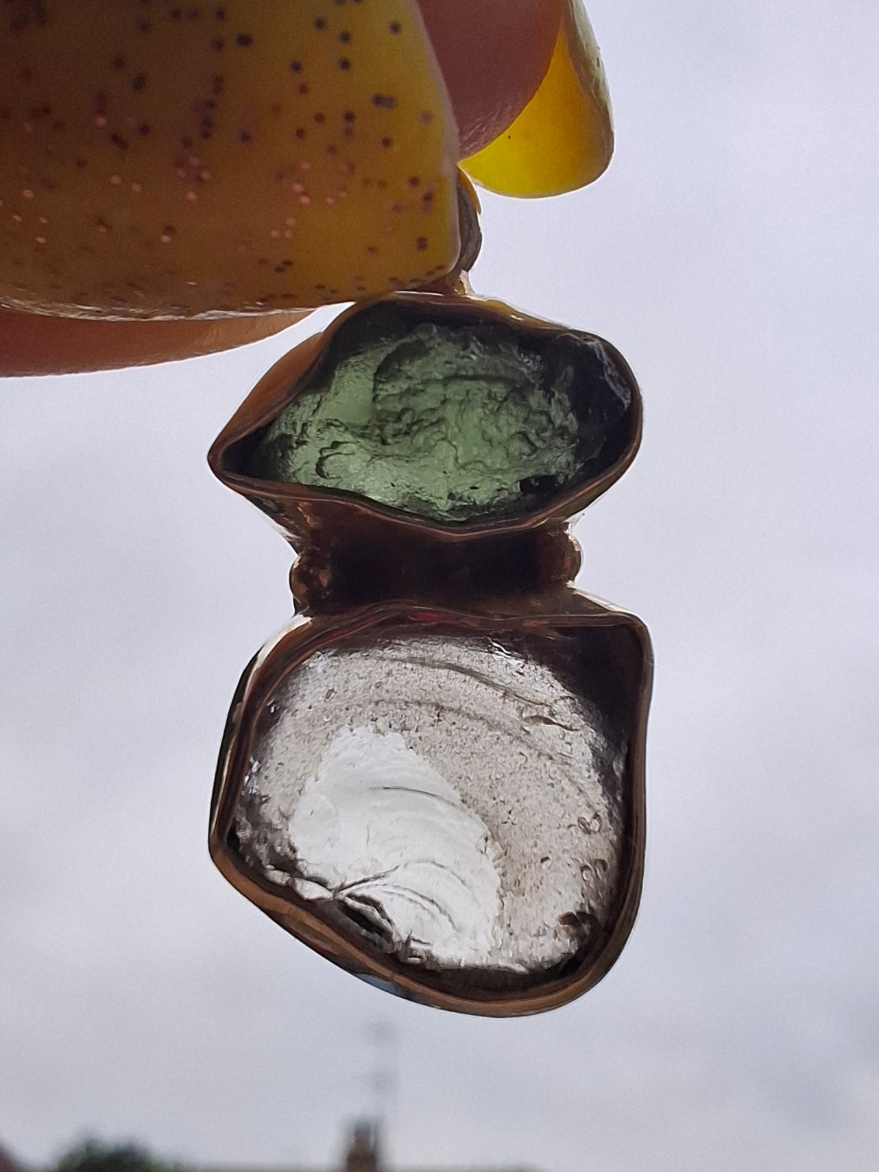 Moldavite & Libyan Desert Glass Pendant, 925 Silver, Tektite (Ref: MLP13)