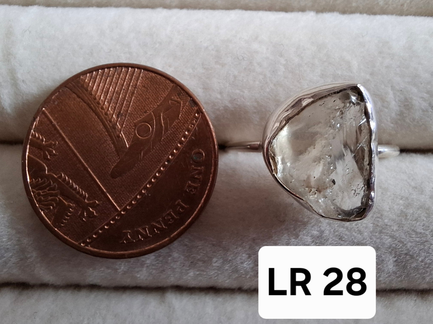 Libyan Desert Glass Ring, size large P, 925 Silver, Tektite (Ref: LR28)
