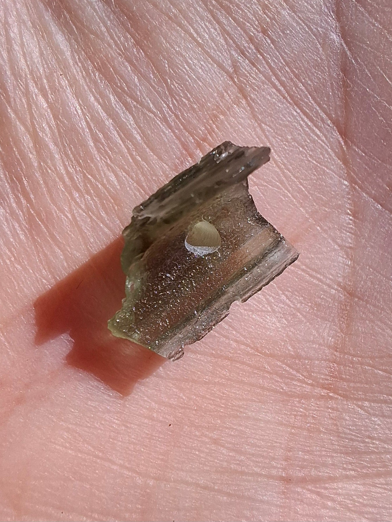 DRILLED, Moldavite Piece, 0.74g, Tektite (Ref: D13)