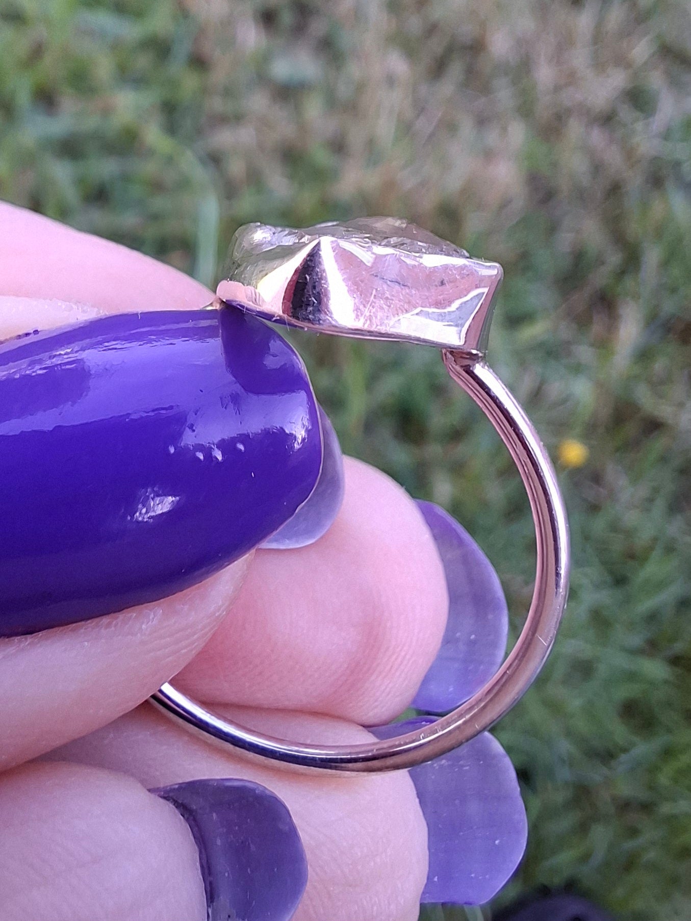 Libyan Desert Glass Ring, size T, 925 silver, Tektite (Ref: LR49)