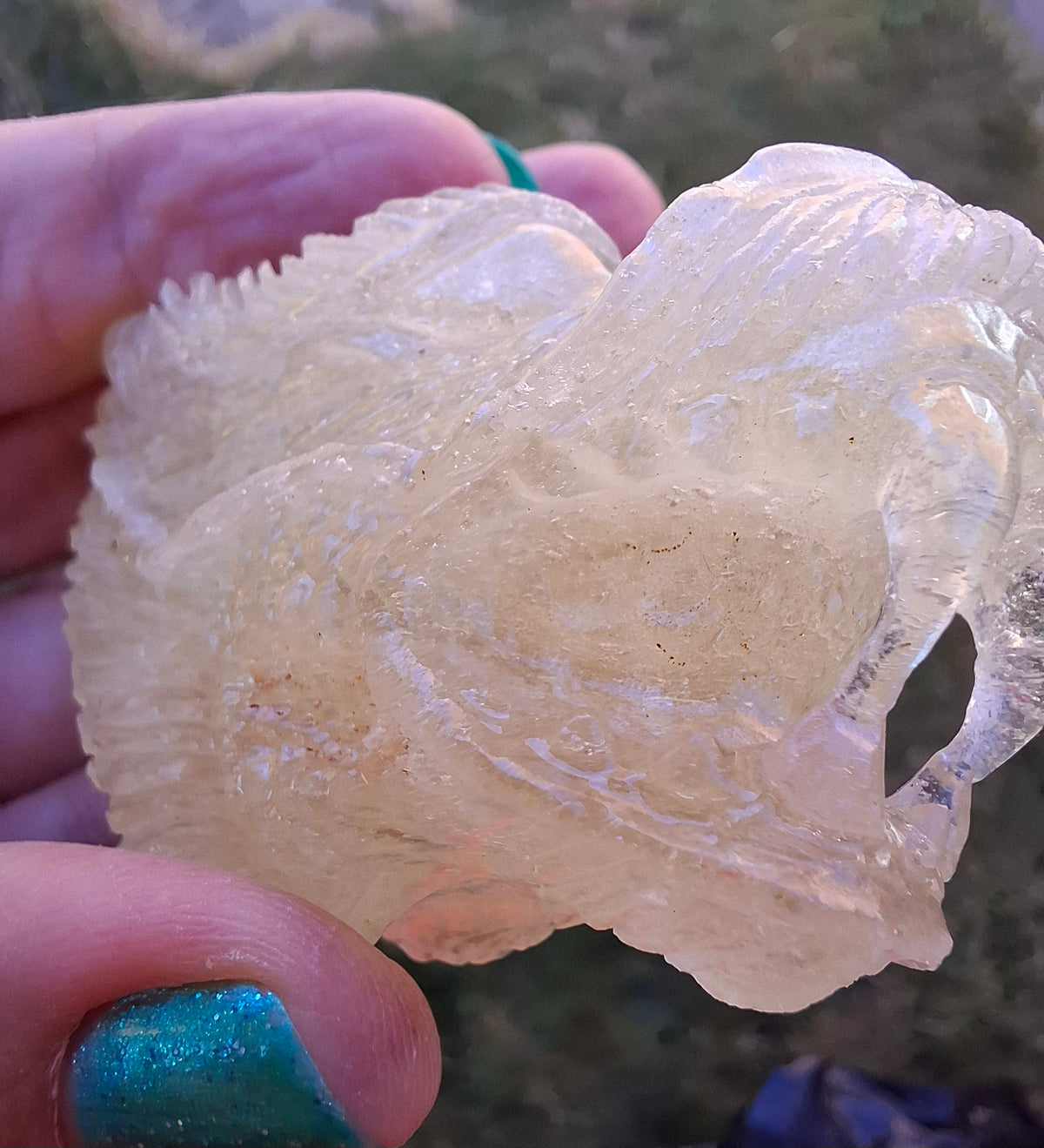 Libyan Desert Glass DRAGON HEAD Carving, 75.84g, Tektite (Ref: Dragon1)