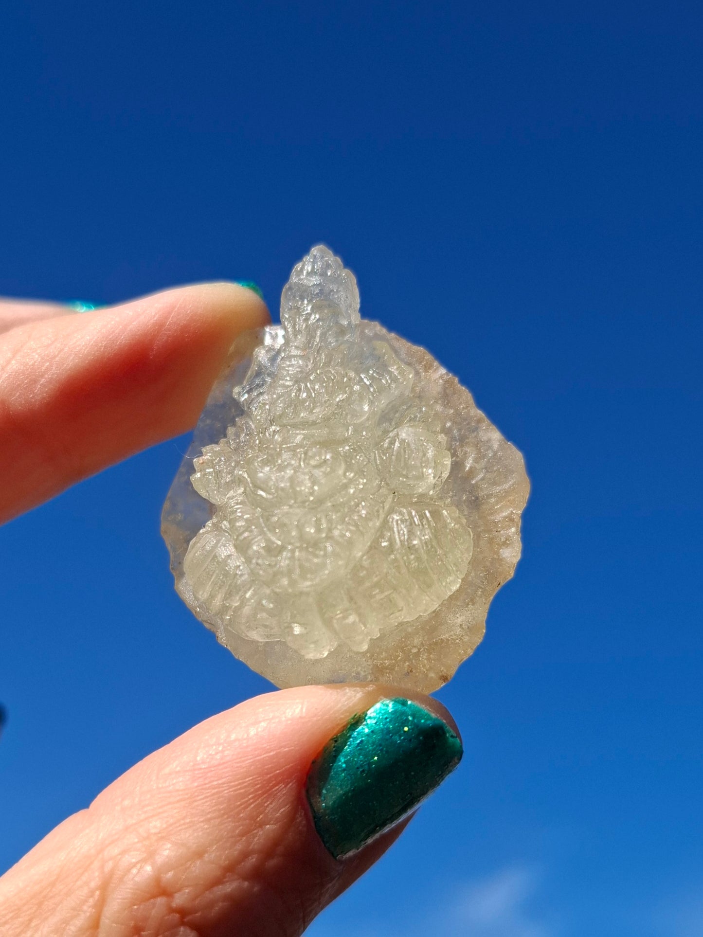 Libyan Desert Glass GANESHA carving, 20.76g, Tektite (Ref: Ganesha4)