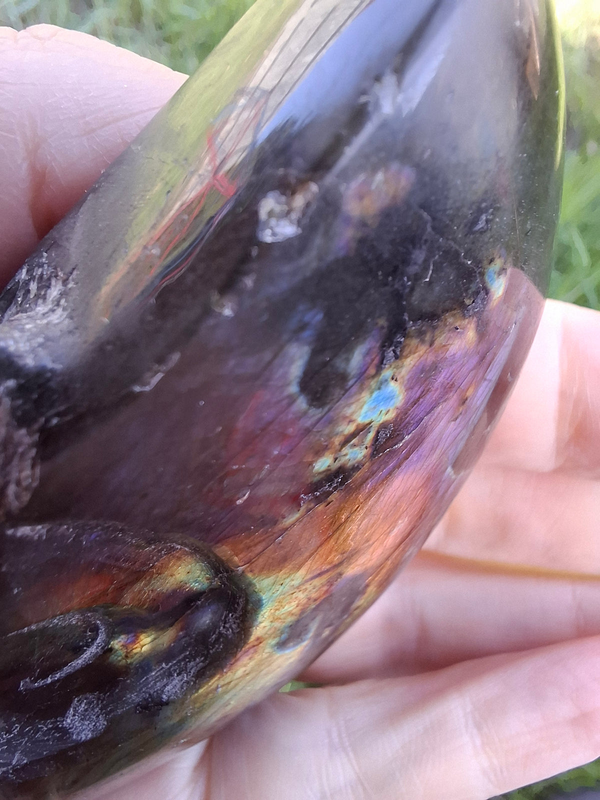 Labradorite Ammonite Carving, 160.21g, Crystal (Ref: laba4)