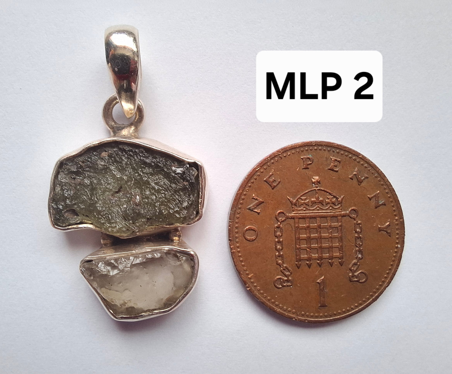 Moldavite & Libyan Desert Glass Pendant, 925 Silver, Tektite (Ref: MLP2)