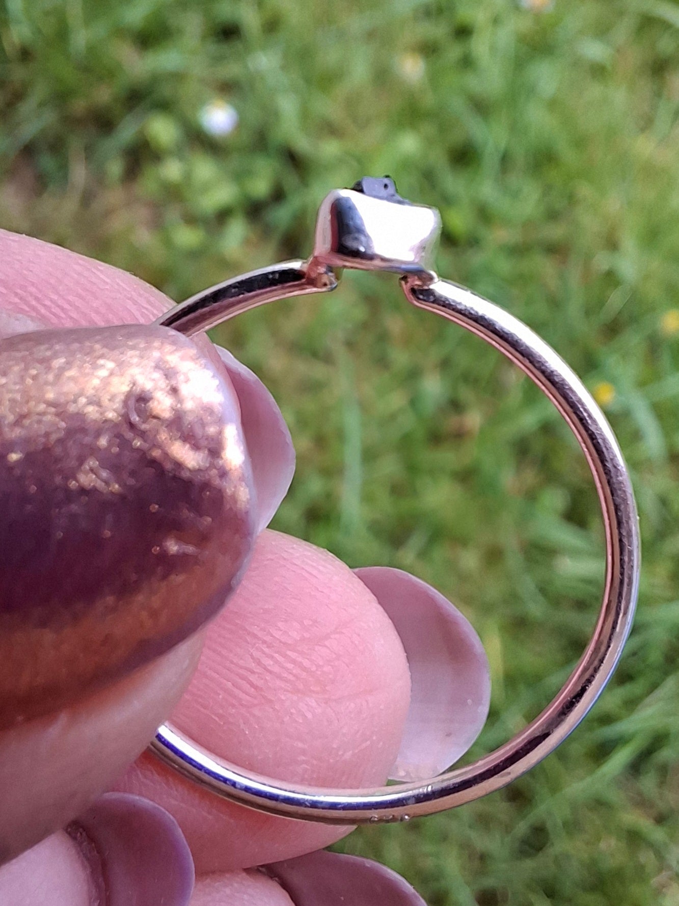 Moldavite Ring, size small T, 925 silver, Tektite (Ref: 56)