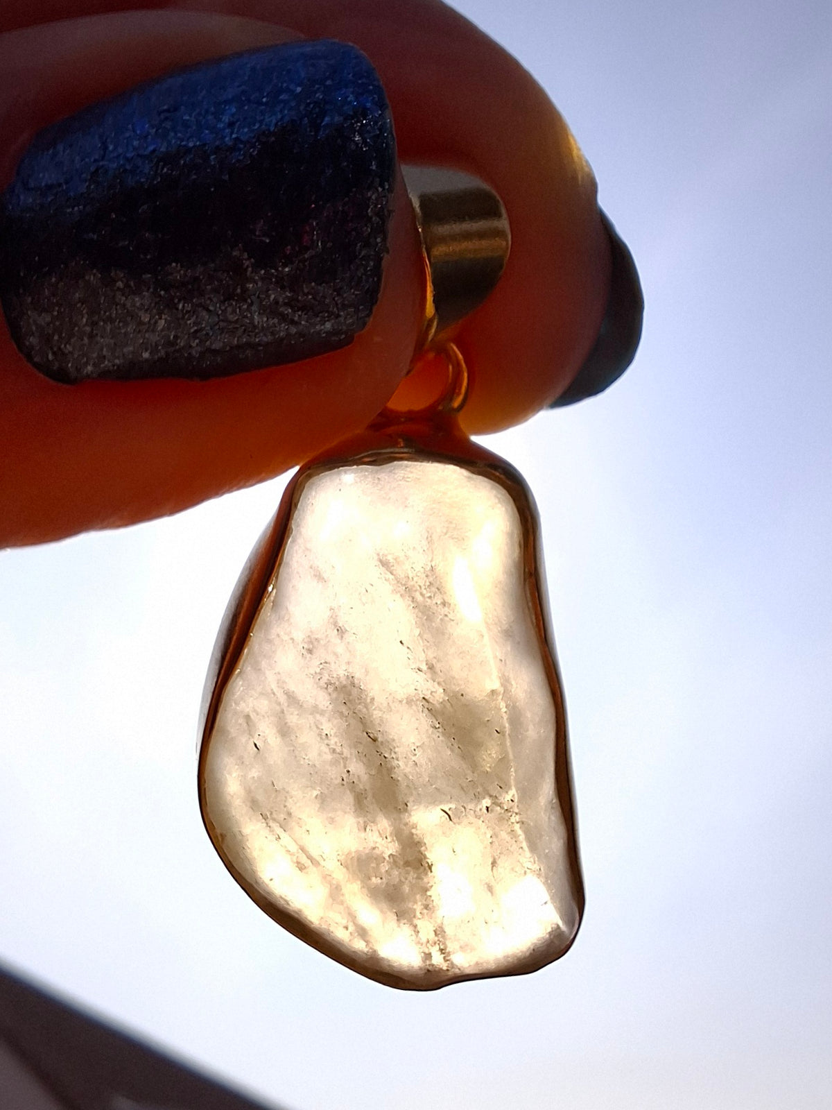 Libyan Desert Glass Pendant, 14K GOLD Plated, Tektite (Ref: LP117)