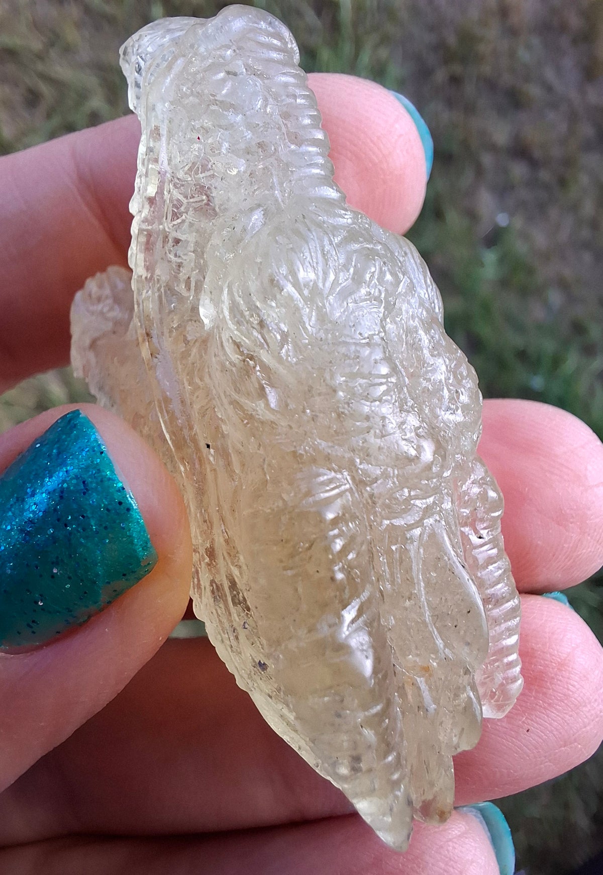 Libyan Desert Glass DRAGON HEAD carving, 22.42g, Tektite (Ref: Dragon 2)