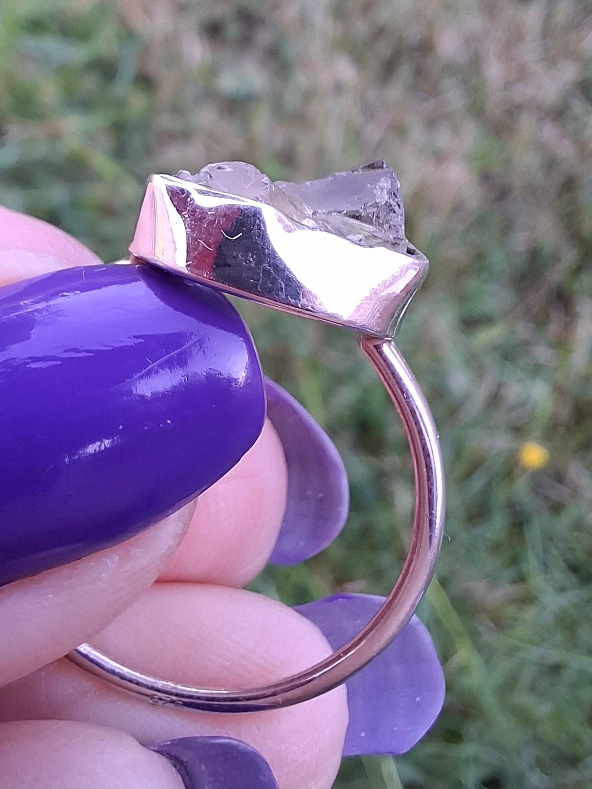 Libyan Desert Glass Ring, size U, 925 Silver, Tektite (Ref: LR52)