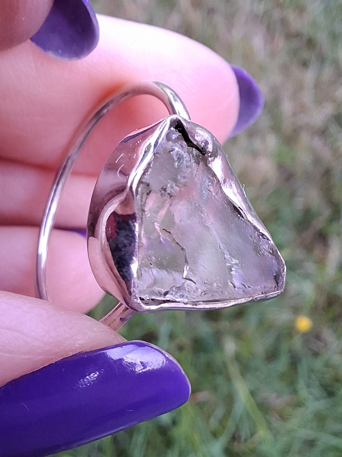 Libyan Desert Glass Ring, size U, 925 Silver, Tektite (Ref: LR52)