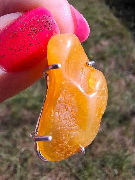 Baltic Amber Pendant, 925 Silver, Fossil (Ref: AP7)