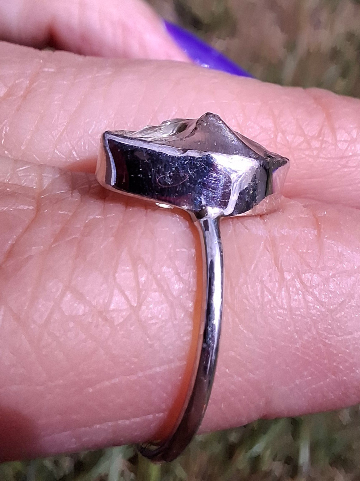 Libyan Desert Glass Ring, size J, 925 Silver, Tektite (Ref: LR6)