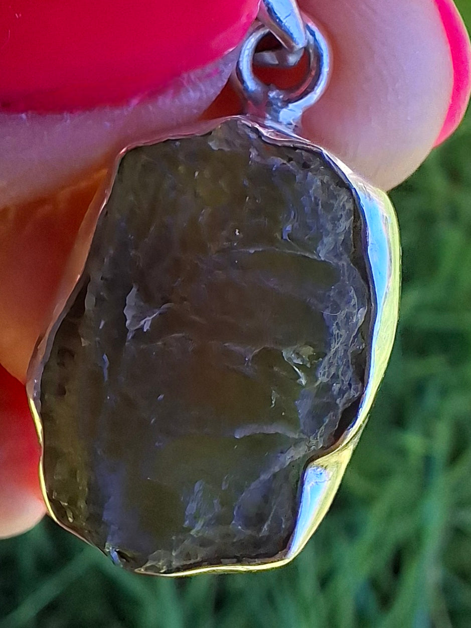 Moldavite Pendant, 925 Silver, Tektite (Ref: P433)