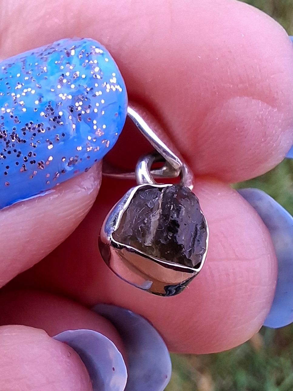 Moldavite Pendant, 925 Silver, Tektite (Ref: P50)