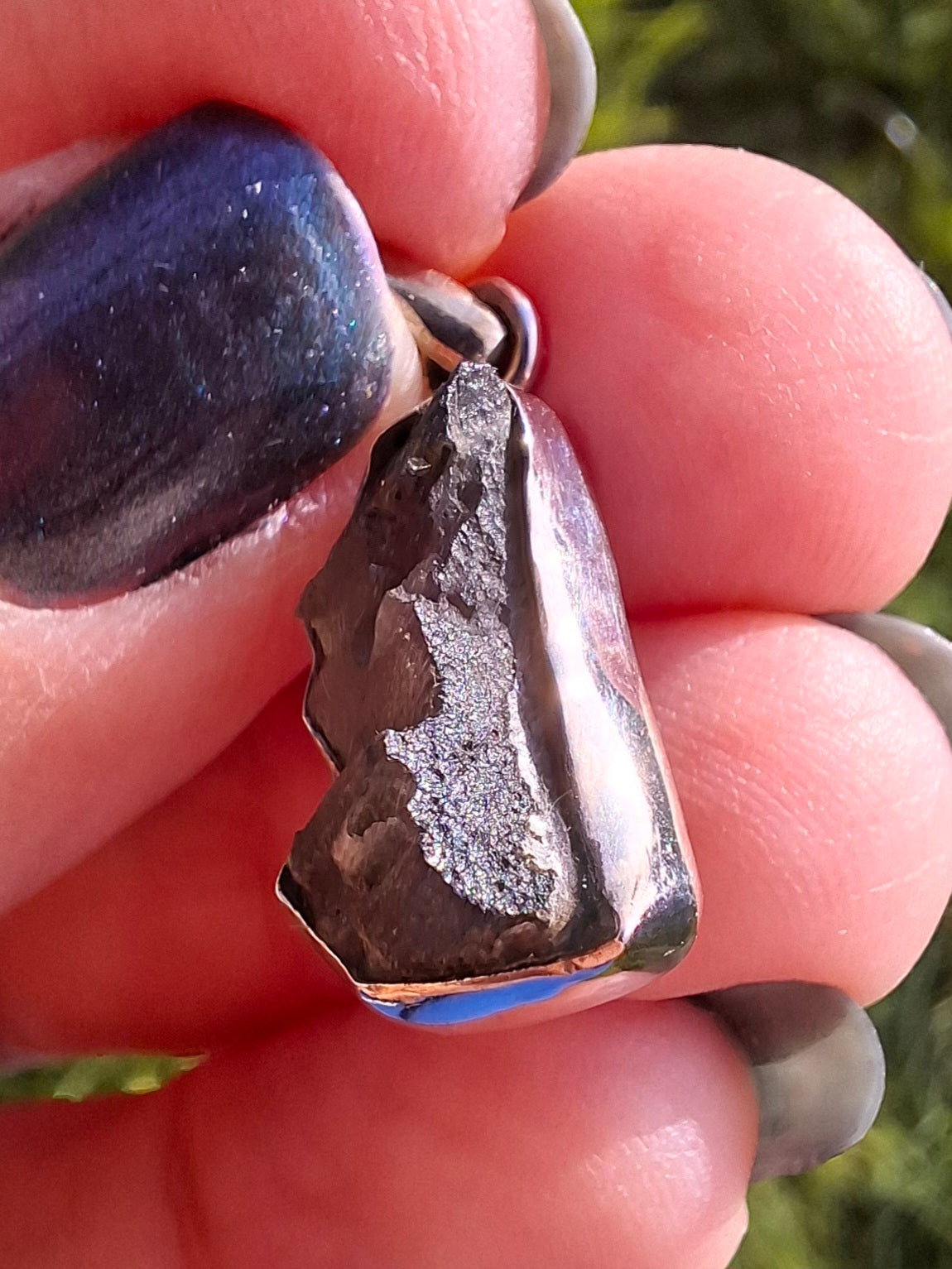 Moldavite Pendant, 925 silver, Tektite (Ref: P3)