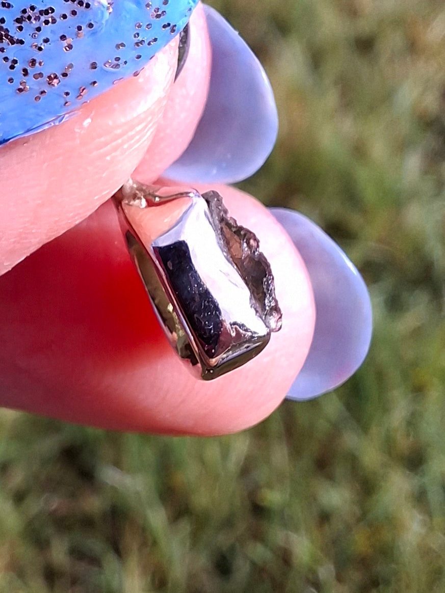 Moldavite Pendant, 925 Silver, Tektite (Ref: P61)
